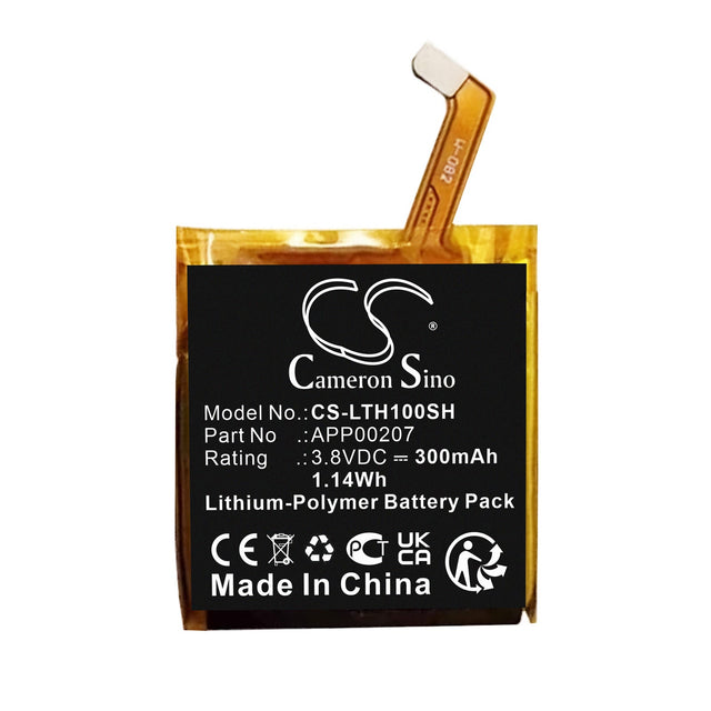 3.8V, Li-Polymer, 300mAh, Smartwatch battery fits Louis Vuitton, Tambour Horizon 1, 1.14Wh Smartwatch Cameron Sino Technology Limited