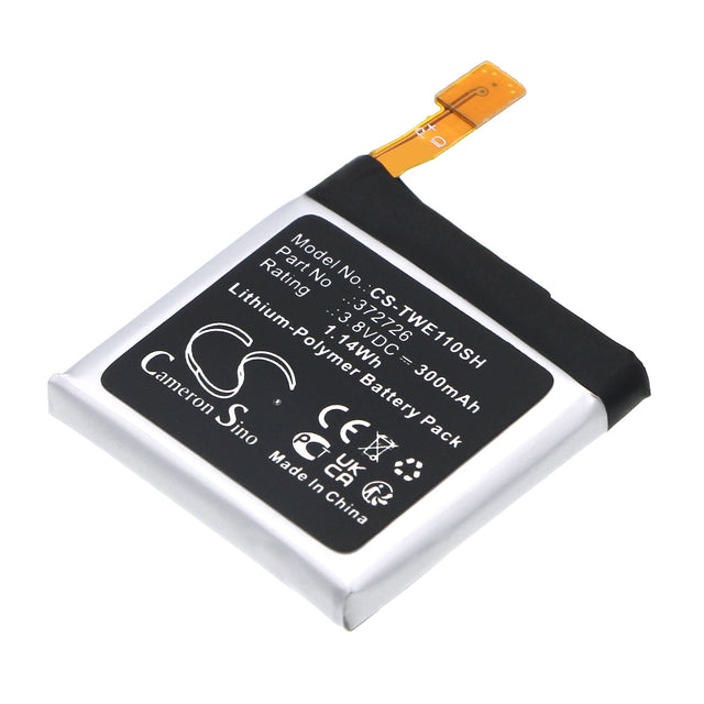 3.8V, Li-Polymer, 300mAh, Smartwatch battery fits Ticwatch, 1 46mm, We11098, 1.14Wh Smartwatch Cameron Sino Technology Limited