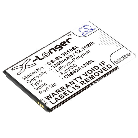 3.8V, Li-Polymer, 3200mAh, SmartPhone battery fits Blu, C986241250l, A190p, Advance A6, 12.16Wh Mobile, SmartPhone Cameron Sino Technology Limited (Smartphone)