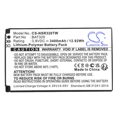3.8V, Li-Polymer, 3400mAh, Two-Way Radio battery fits Inrico, B-87c, T-298s, T320, 12.92Wh Two-Way Radio Cameron Sino Technology Limited