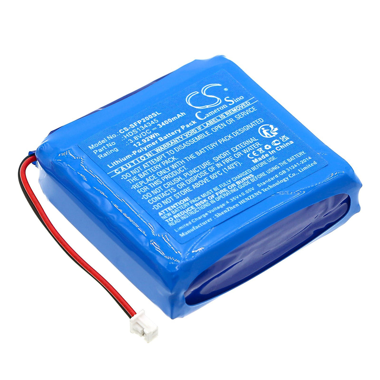 3.8V, Li-Polymer, 3400mAh, Body Camera Battery fits Safie, Pocket 2, 12.92Wh Body Camera Cameron Sino Technology Limited