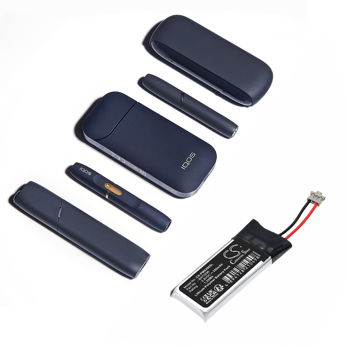 3.8V, Li-Polymer, 350mAh, E-cigarette battery fits Philip Morris, Iqos, 1.33Wh E-cigarette Cameron Sino Technology Limited