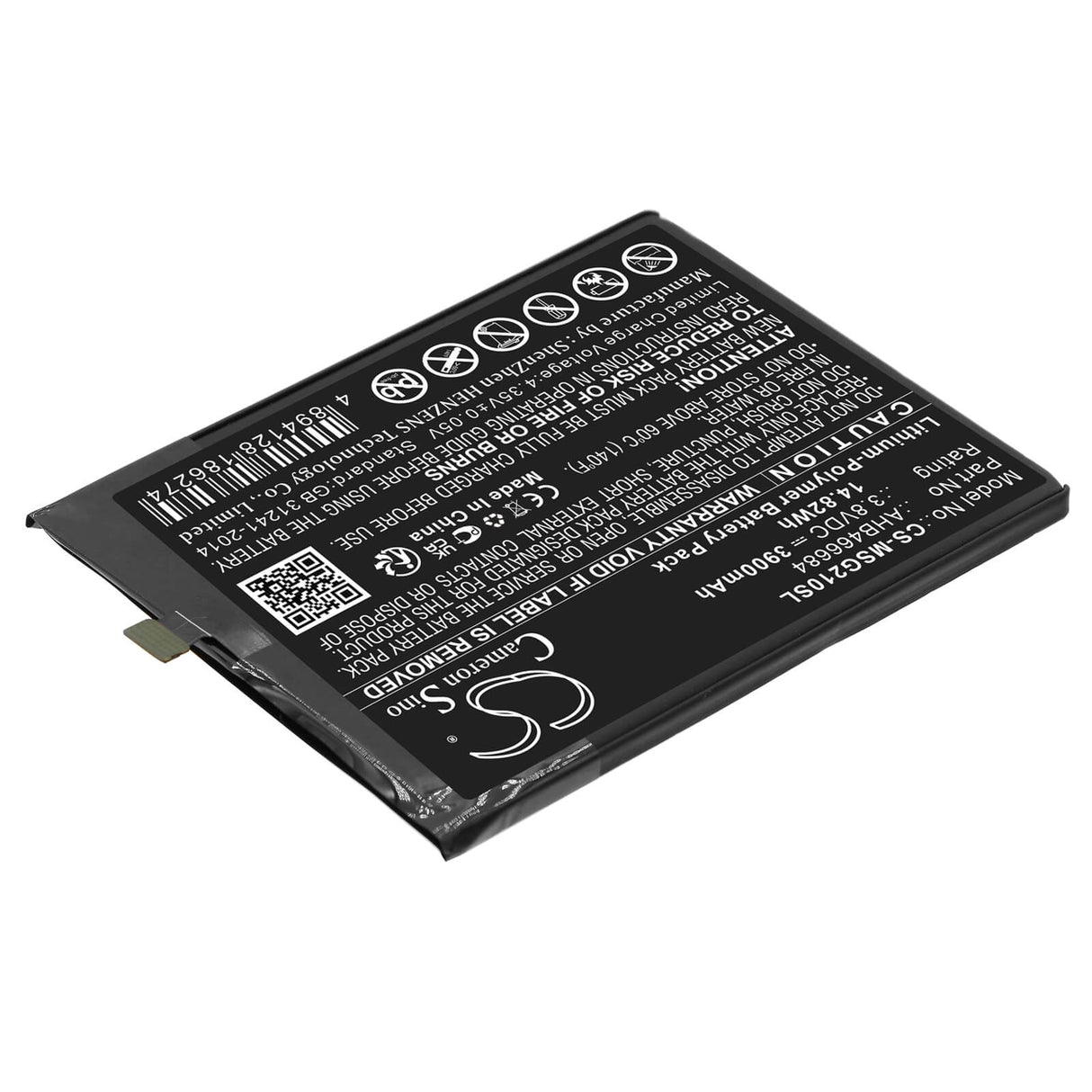 3,8V, Li-Polymer, 3900mAh, batterie de smartphone compatible avec Meder, Ahb466684, Smartguide 2, Smartguide 210-464, 14,82Wh Mobile, Smartphone Cameron Sino Technology Limited (Smartphone)