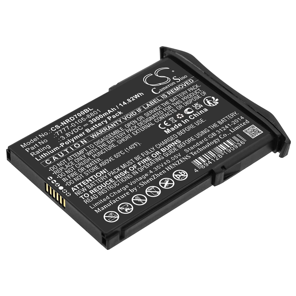 3.8v, Li-polymer, 3900mah, Barcode Scanner Battery Fits Ncr Orderman, 7, 7 Msr, 14.82wh Barcode Scanner Cameron Sino Technology Limited