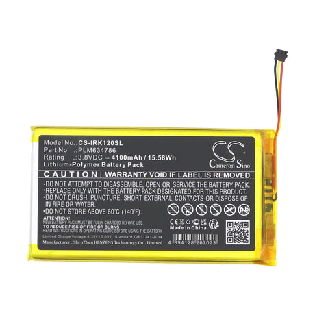 3.8V, Li-Polymer, 4100mAh Media Player Battery fits Astell & Kern, Ak120 Ii, 15.58Wh Media Player Cameron Sino Technology Limited