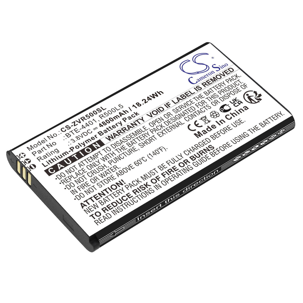 3.8V, Li-Polymer, 4800mAh, Hotspot battery fits Orbic, Verizon, Bte-4401, R500l, R500l5, 18.24Wh Hotspot Cameron Sino Technology Limited