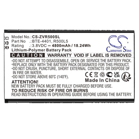 3.8V, Li-Polymer, 4800mAh, Hotspot battery fits Orbic, Verizon, Bte-4401, R500l, R500l5, 18.24Wh Hotspot Cameron Sino Technology Limited
