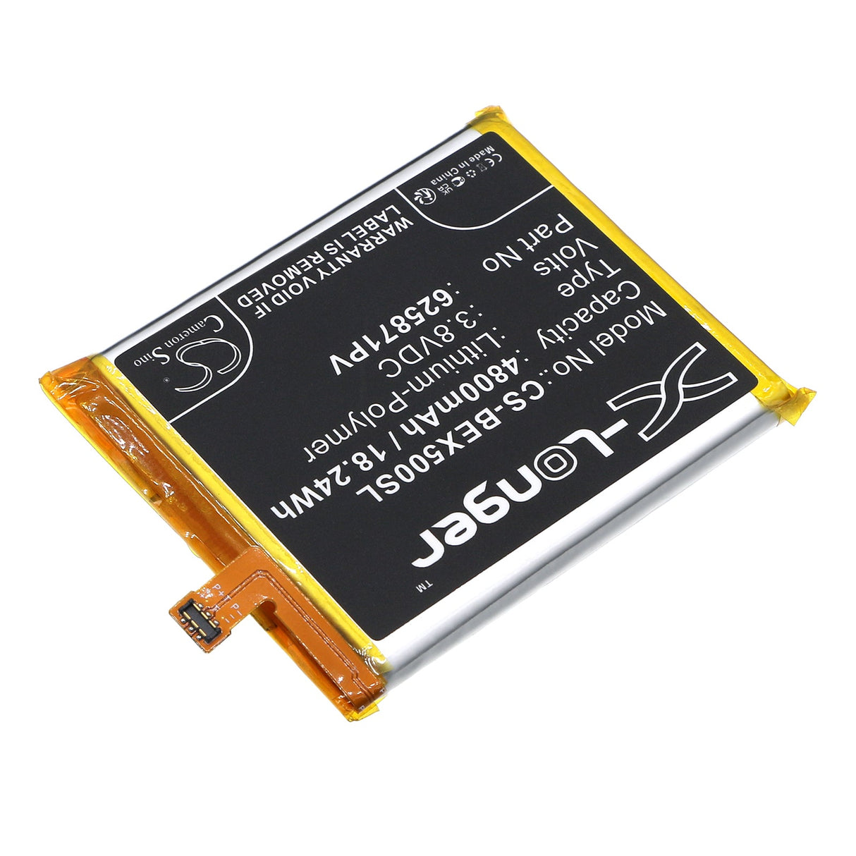 3.8V, Li-Polymer, 4800mAh, SmartPhone battery fits Bea-fon, 625871pv, X5, X5 Premium, 18.24Wh Mobile, SmartPhone Cameron Sino Technology Limited (Smartphone)