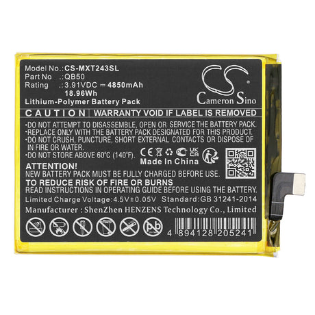 3.91V, Li-Polymer, 4850mAh, SmartPhone battery fits Motorola, Qb50, Moto G84 5g, Xt2347, 18.96Wh Mobile, SmartPhone Cameron Sino Technology Limited (Smartphone)