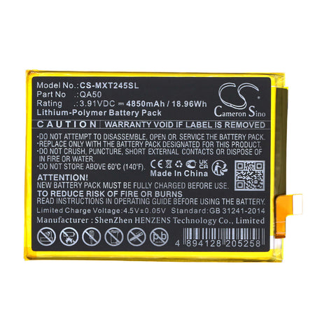 3.91V, Li-Polymer, 4850mAh, SmartPhone battery fits Motorola, Qa50, Moto G24 Power 4g, Moto G24 Power 4g 2024, 18.96Wh Mobile, SmartPhone Cameron Sino Technology Limited (Smartphone)