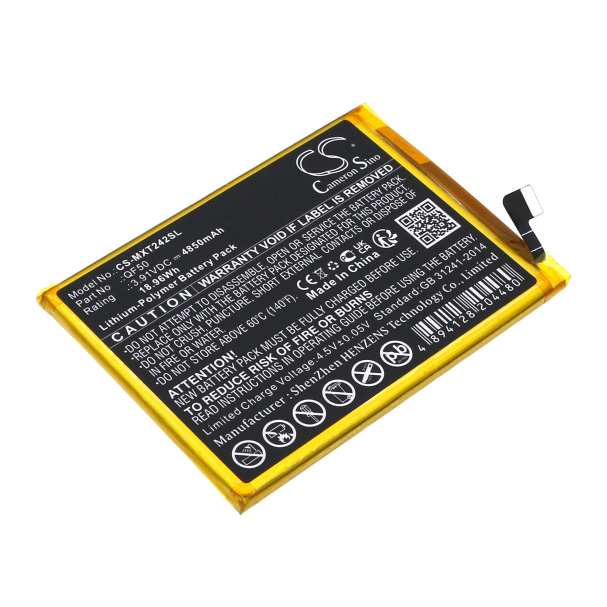 3.91V, Li-Polymer, 4850mAh, SmartPhone battery fits Motorola, Qf50, Moto G04, Xt2421, 18.96Wh Mobile, SmartPhone Cameron Sino Technology Limited (Smartphone)