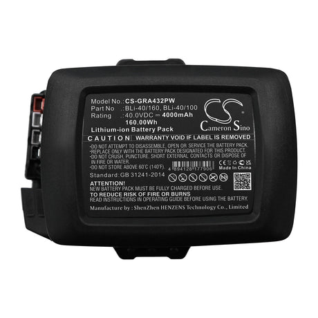 40.0V, Li-ion, 4000mAh, Lawn Mowers battery fits Gardena, 28311, 115ihd45, 115il, 160.00Wh Lawn Mowers Cameron Sino Technology Limited (Dangerous Goods)