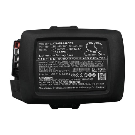 40.0V, Li-ion, 5000mAh, Lawn Mowers battery fits Gardena, 28311, 115ihd45, 115il, 200.00Wh Lawn Mowers Cameron Sino Technology Limited (Dangerous Goods)