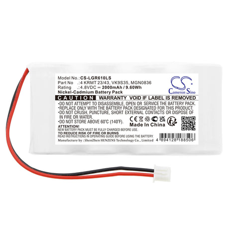 4.8V, Ni-CD, 2000mAh, Emergency Lighting battery fits Saft, Legrand, 4 Krmt 23/43, 61091, Ngn0725, 9.60Wh Emergency Lighting Cameron Sino Technology Limited