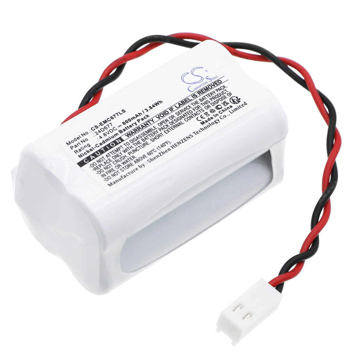 4.8V, Ni-CD, 800mAh, Batterie d'éclairage de secours compatible avec Dual-lite, 24d677, As80, As80i, 3.84Wh Éclairage de secours Cameron Sino Technology Limited