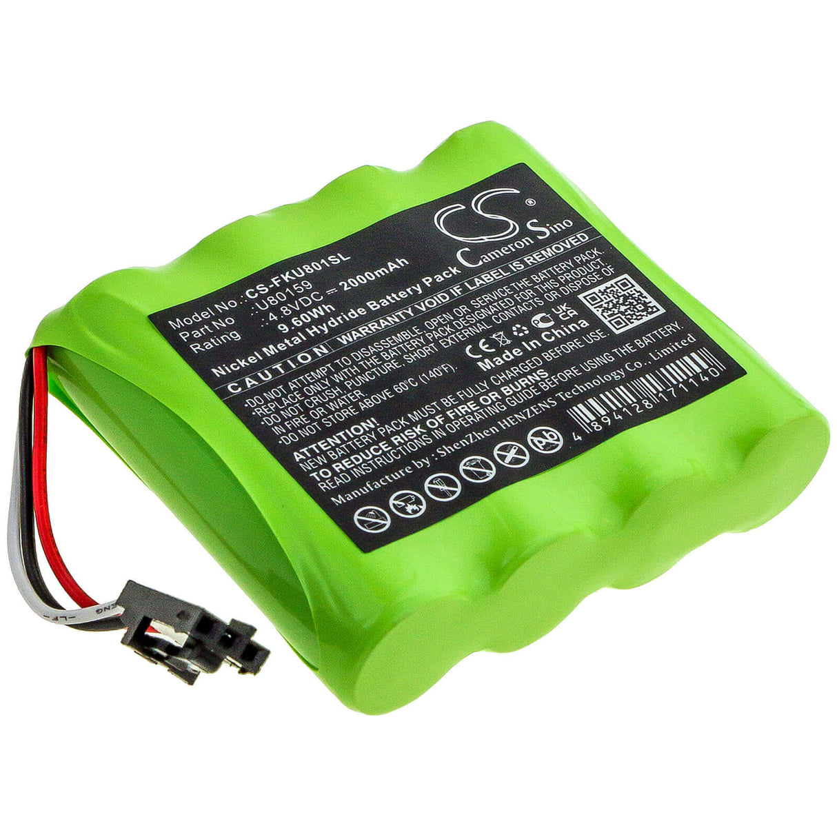 4.8V, Ni-MH, 2000mAh, Equipment battery fits Fluke, U80159, 2411129, 9.6Wh Equipment, Survey, Test Cameron Sino Technology Limited