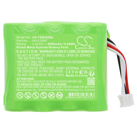 4.8V, Ni-MH, 2000mAh, Equipment battery fits Testo, 0515 0097, 350 Control, 454 Control, 9.6Wh Equipment, Survey, Test Cameron Sino Technology Limited