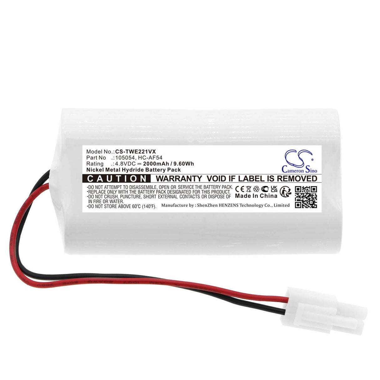 4.8V, Ni-MH, 2000mAh, Vacuum battery fits Twinbird, Hc-e221, Hc-e221bl, Hc-eb21, 9.60Wh Vacuum Cameron Sino Technology Limited