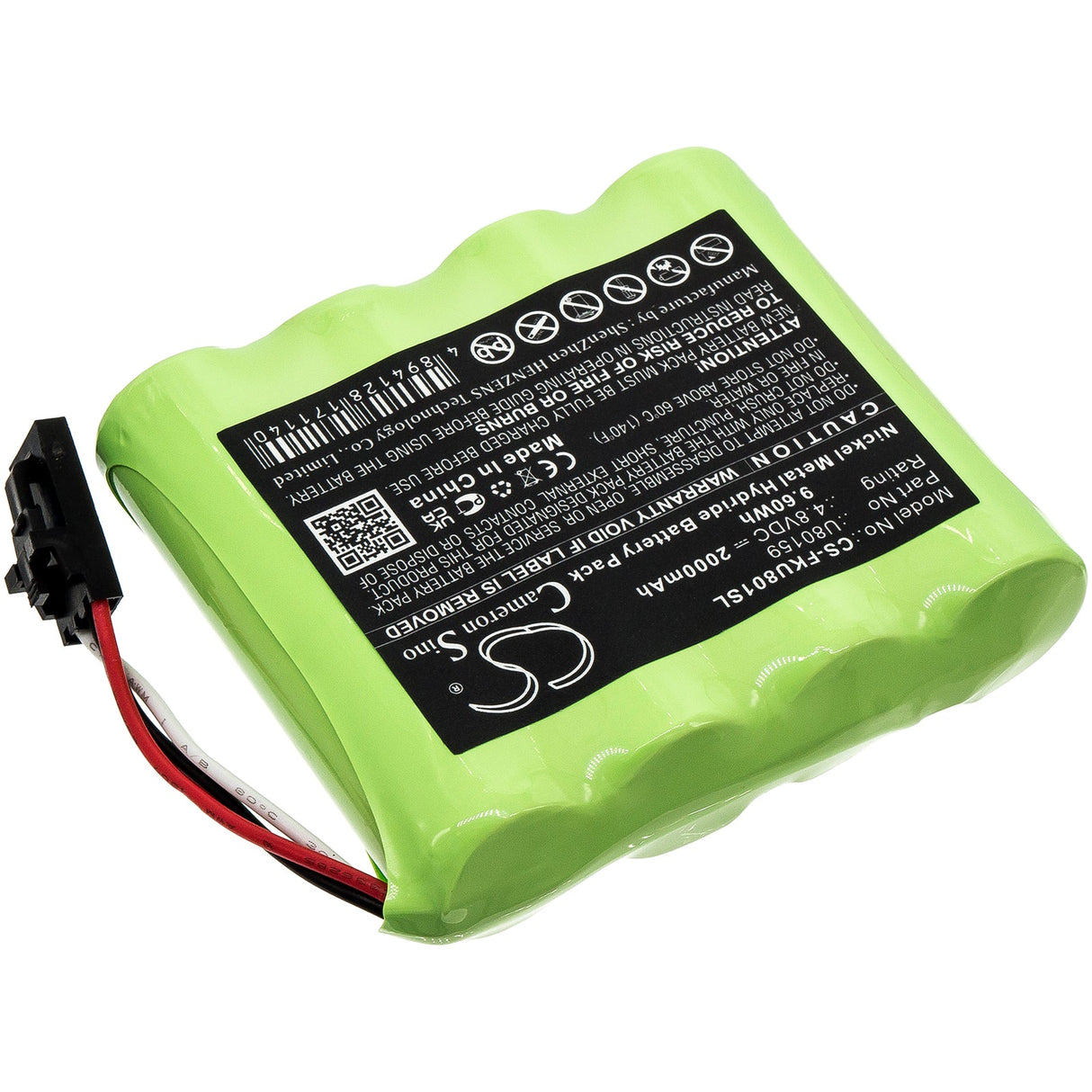 4.8V, Ni-MH, 2000mAh, Equipment battery fits Fluke, U80159, 2411129, 9.6Wh Equipment, Survey, Test Cameron Sino Technology Limited