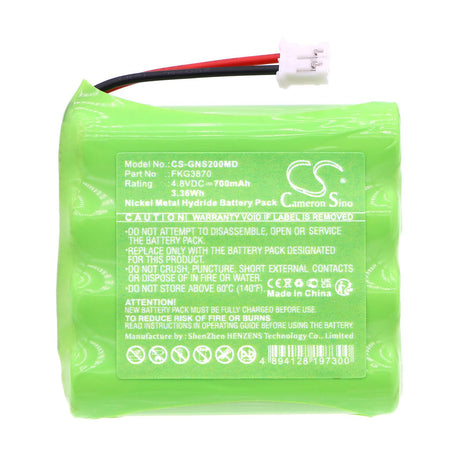 4.8V, Ni-MH, 700mAh, Medical battery fits Globus, Fkg3870, A3r, Duo Tens, 3.36Wh Medical Cameron Sino Technology Limited (Medical)