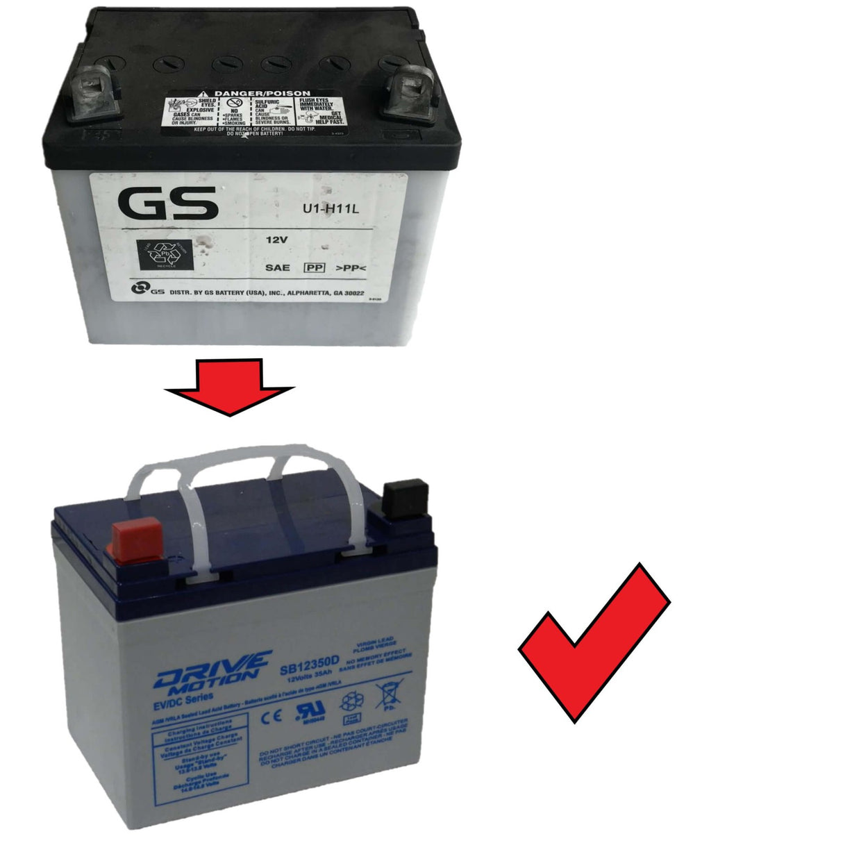 GS 5UG-H2100-10 Replacement Deep Cycle battery 12v 35ah Sealed Lead Acid DriveMotion