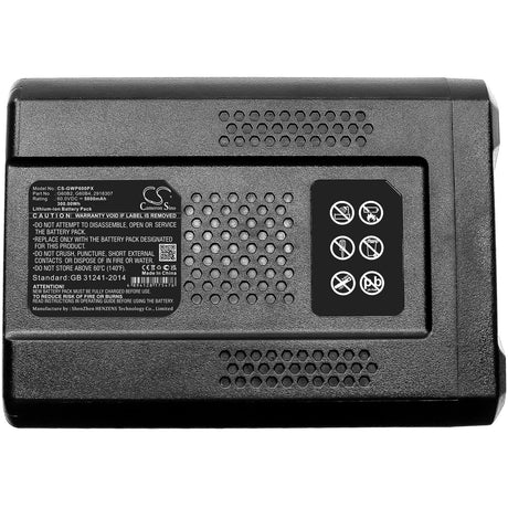 60.0V, Li-ion, 5000mAh, Gardening Tools battery fits Greenworks, 2918307, Gd60ab, Gd60lt, 300.0Wh Gardening Tools Cameron Sino Technology Limited (Dangerous Goods)