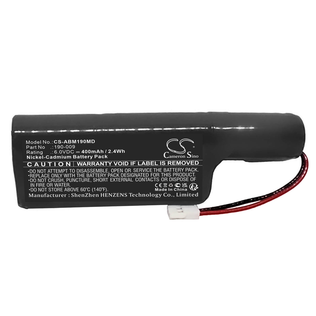 6.0V, Ni-CD, 400mAh, Medical battery fits Alcon, 190-009, Autokeratometer, Keratometer, 2.4Wh Medical Cameron Sino Technology Limited (Medical)