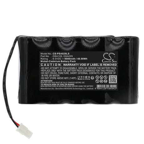 6.0V, Ni-CD, 8000mAh, Emergency Lighting battery fits Powersonic, Osa029, A13146-4, 48.00Wh Emergency Lighting Cameron Sino Technology Limited