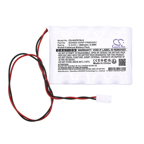 6.0V, Ni-CD, 800mAh, Emergency Lighting battery fits Kaufel, Bgn800-5dwp-prb830ec, 1870, 11110, 4.8Wh Emergency Lighting Cameron Sino Technology Limited