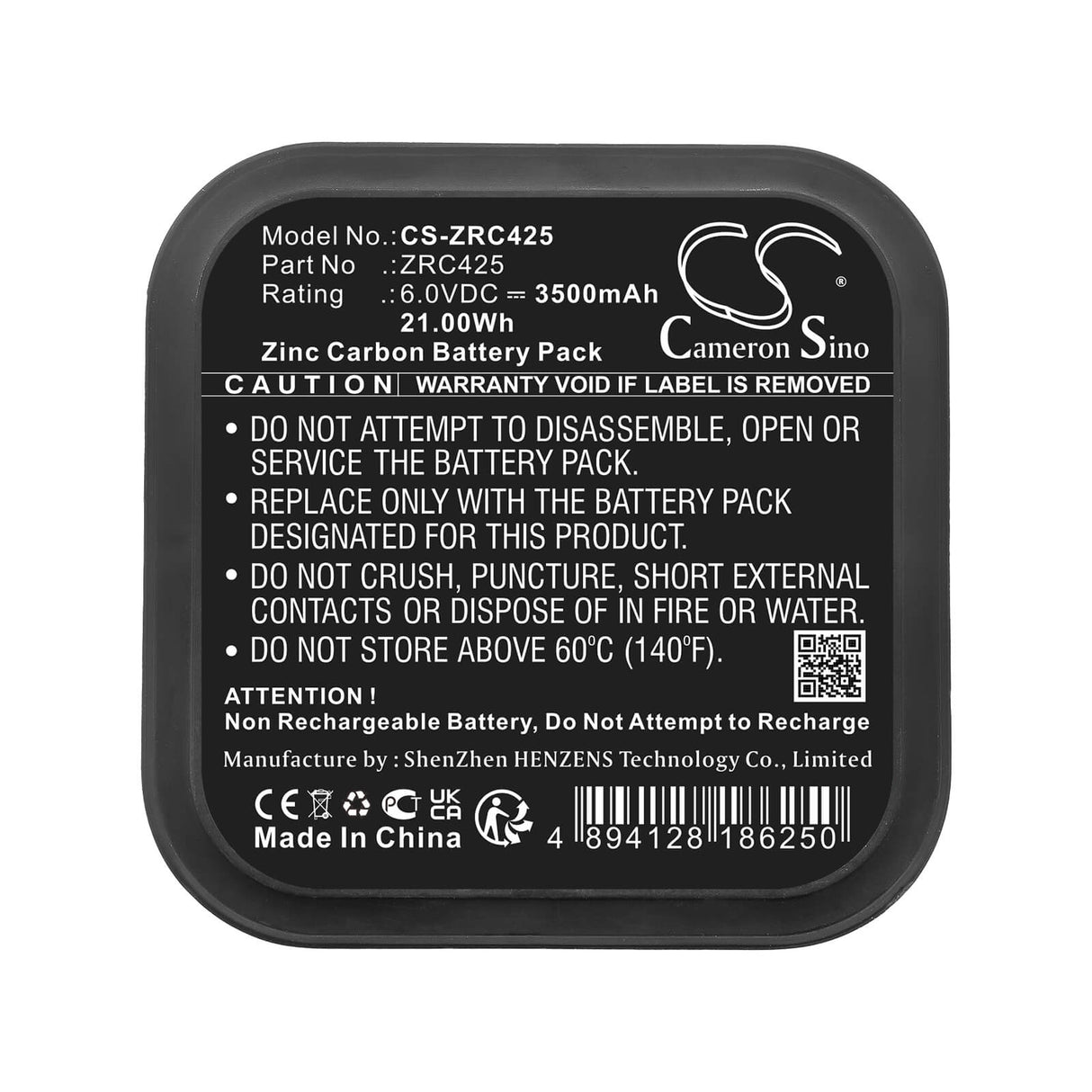 6.0v, Zinc Carbon, 6000mah, Battery for Lanterns, 36.00wh Zinc Carbon Cameron Sino Technology Limited