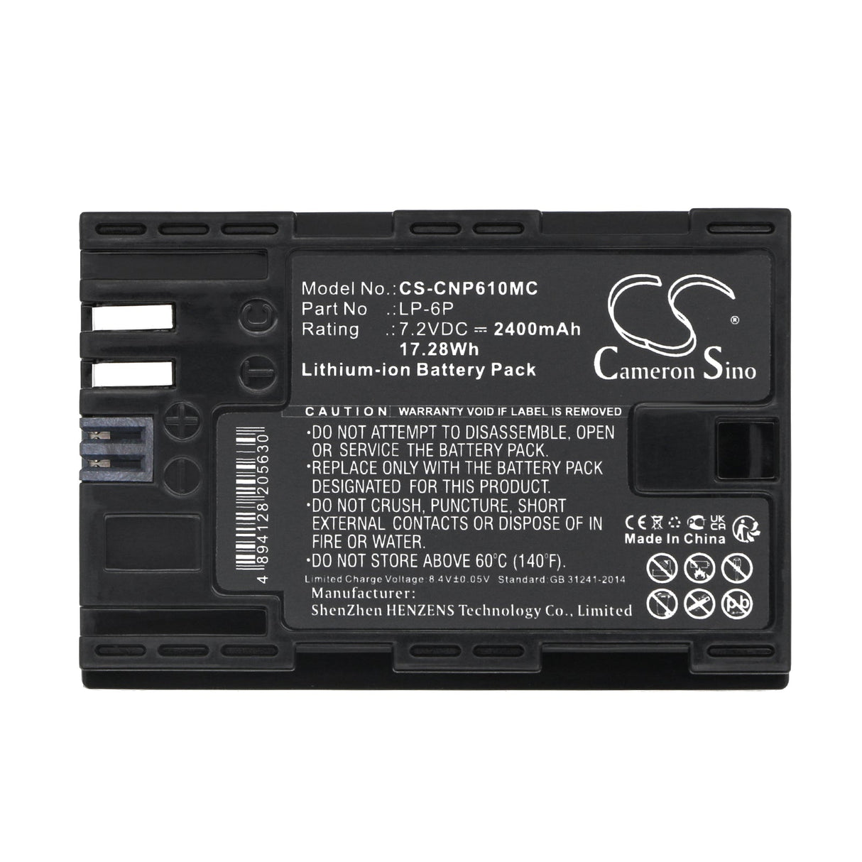 7.2v, Li-ion, 2400mah, Camera battery Fits Canon 5d Mark Iii, Eos 5d Mark Ii, 17.28wh Camera Cameron Sino Technology Limited (Camera)