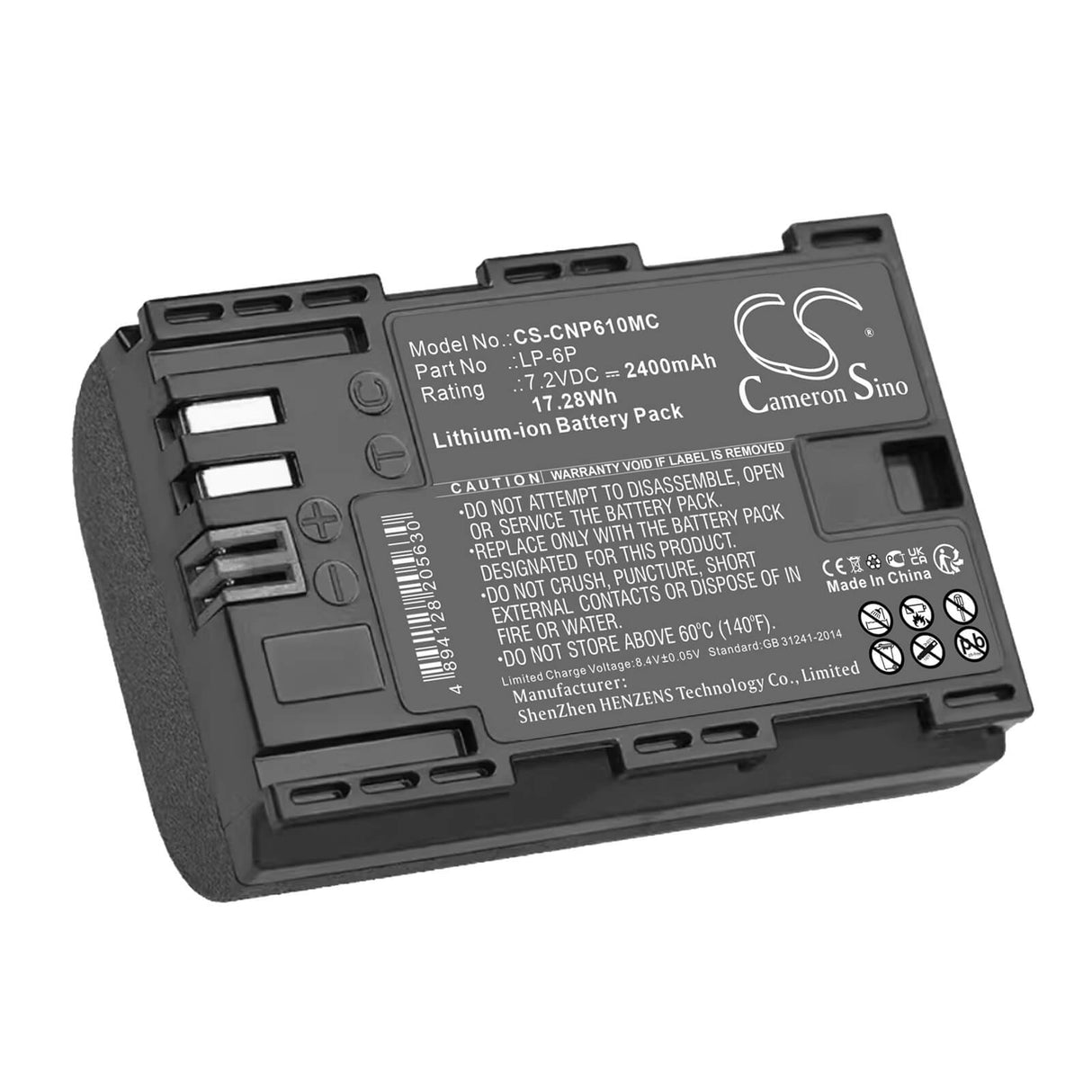 7.2v, Li-ion, 2400mah, Camera battery Fits Canon 5d Mark Iii, Eos 5d Mark Ii, 17.28wh Camera Cameron Sino Technology Limited (Camera)