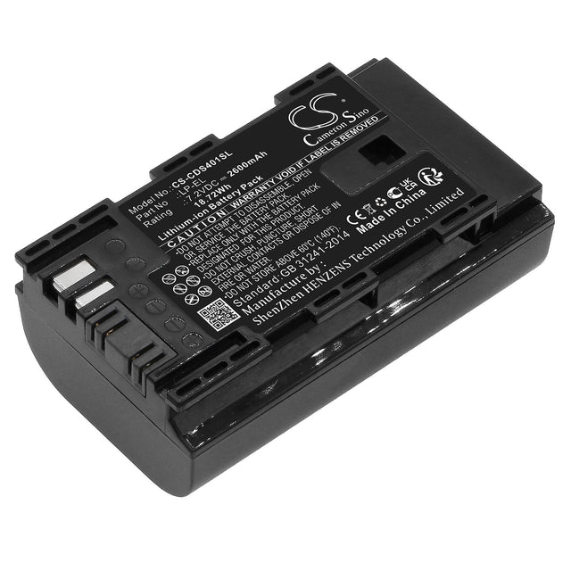 7.2V, Li-ion, 2600mAh, Strobe Lighting battery fits Canon, Lp-el, Ds401231, Speedlite El‑1, 18.72Wh Strobe Lighting Cameron Sino Technology Limited