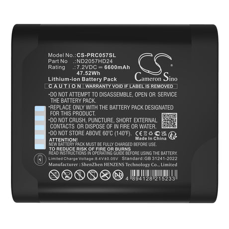 7.2V, Li-ion, 6600mAh, Headlamp battery fits Panametrics, Nd2057hd24, Pt900, 47.52Wh Flashlight Cameron Sino Technology Limited