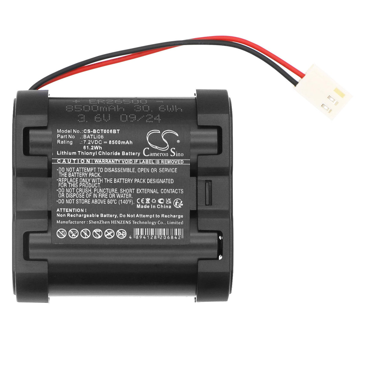 7.2V, Li-SOCl2, 8500mAh Alarm Battery Fits Daitem, D14000, D14650d, 61.2Wh Alarm System Cameron Sino Technology Limited   