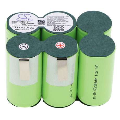 7.2V, Ni-MH, 2000mAh, Vacuum battery fits Black & Decker, Dustbuster Dv7205n H2, Dustbuster Extreme 7.2v, Dv7205, 14.40Wh Vacuum Cameron Sino Technology Limited