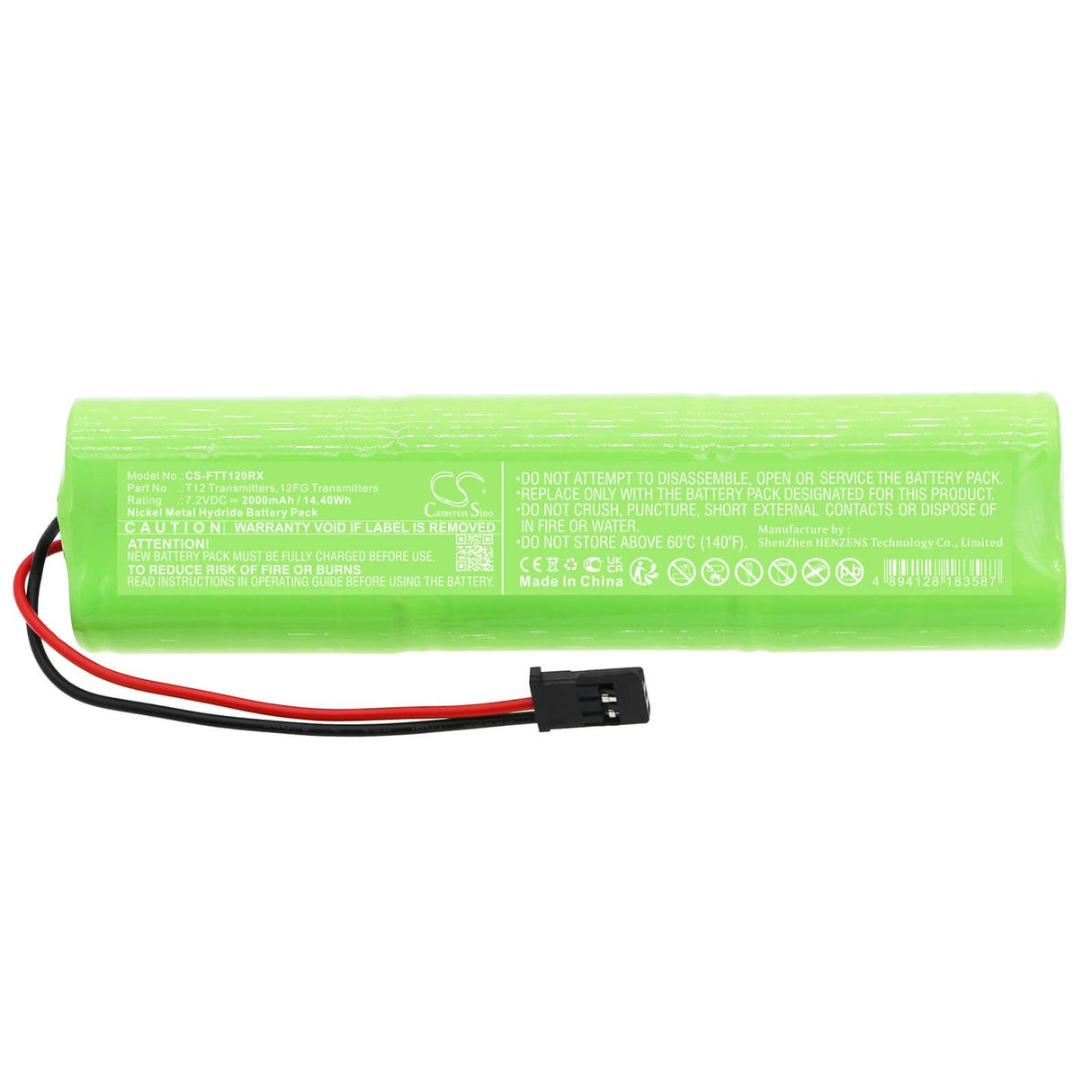7.2V, Ni-MH, 2000mAh, Remote Controller battery fits Futaba, 12fg Transmitters, 8fg Super, 14.4Wh Remote Controller Cameron Sino Technology Limited