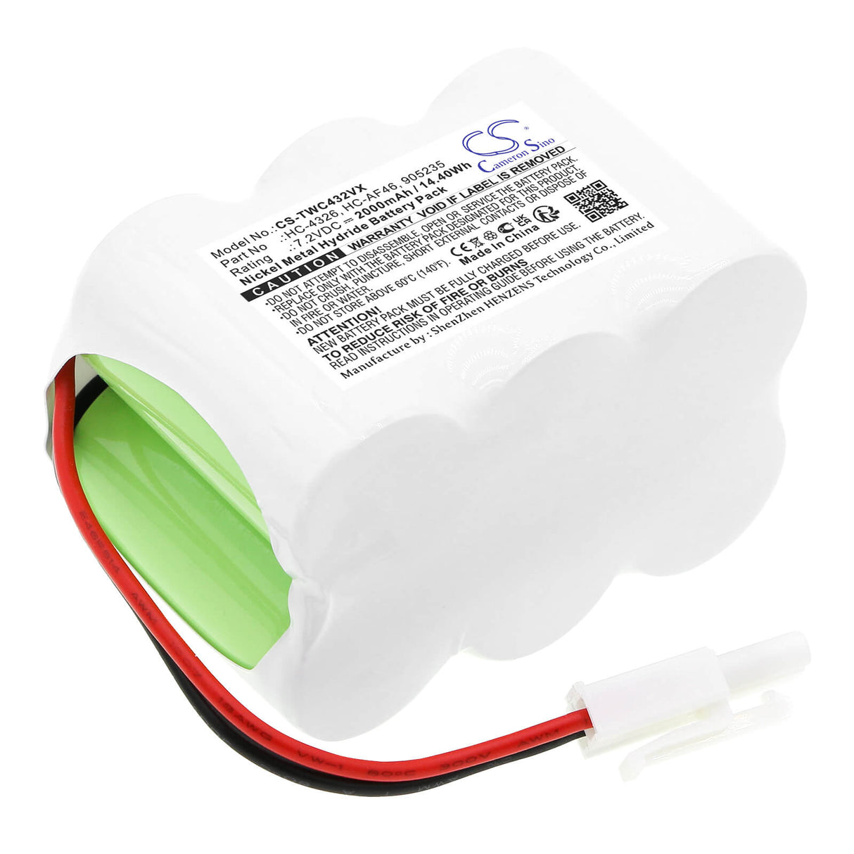 7.2V, Ni-MH, 2000mAh, Vacuum battery fits Twinbird, Hc-4324, Hc-4326bl, Hc-4326dgy, 14.40Wh Vacuum Cameron Sino Technology Limited
