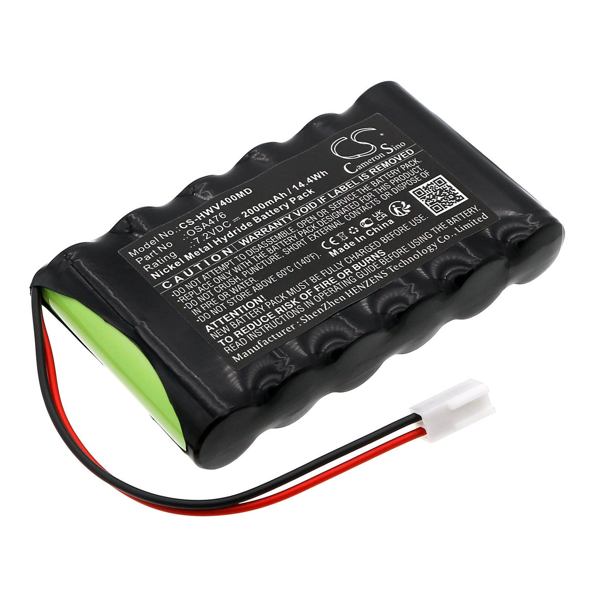 7.2V, Ni-MH, 2000mAh, Medical battery fits H-wave, H4, Otc, 14.4Wh Medical Cameron Sino Technology Limited (Medical)