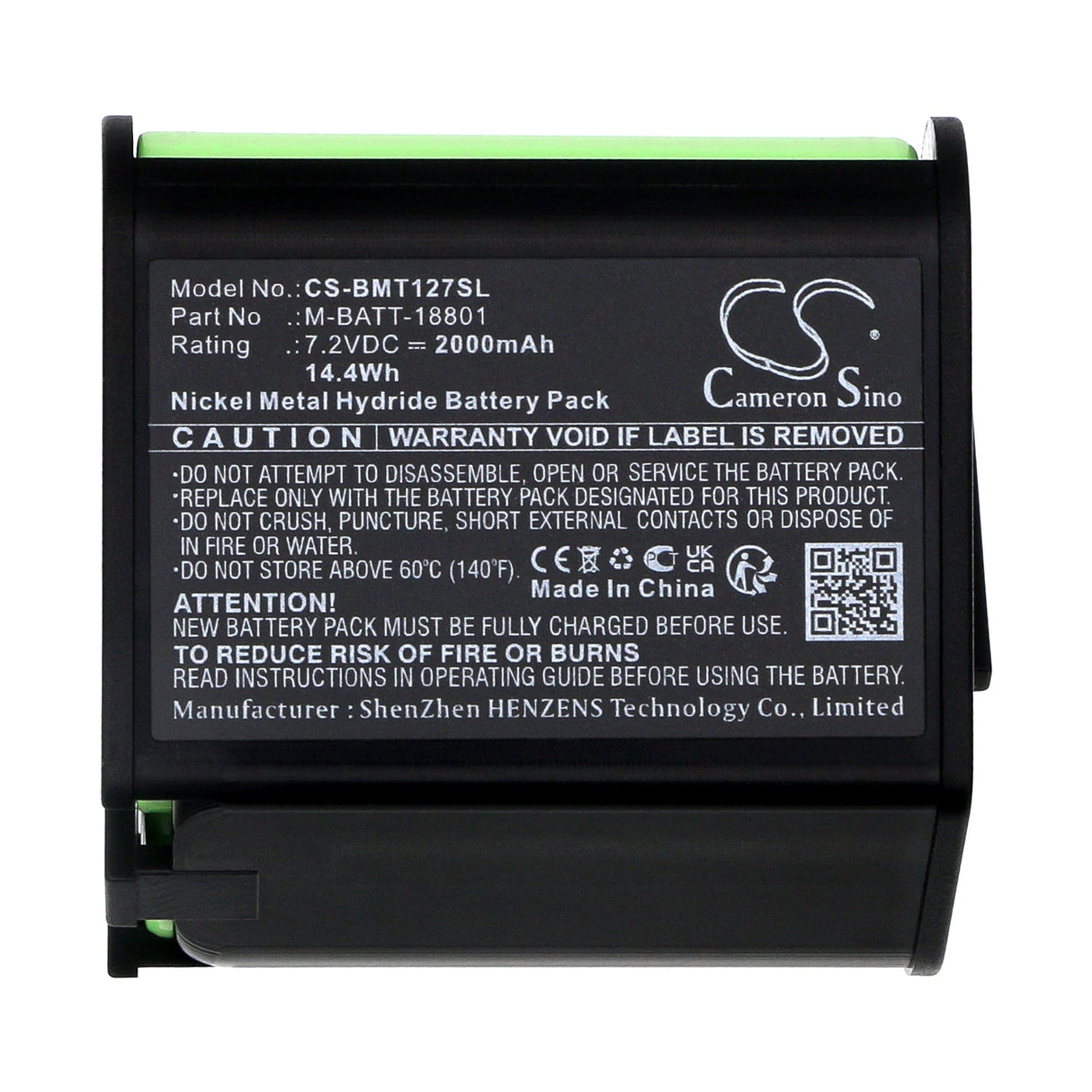 7.2V, Ni-MH, 2000mAh, Portable Printer battery fits Brady, M-batt-18801, Tls Pc Link, Tls Pc Link Thermal Labeling S, 14.4Wh Portable Printer Cameron Sino Technology Limited