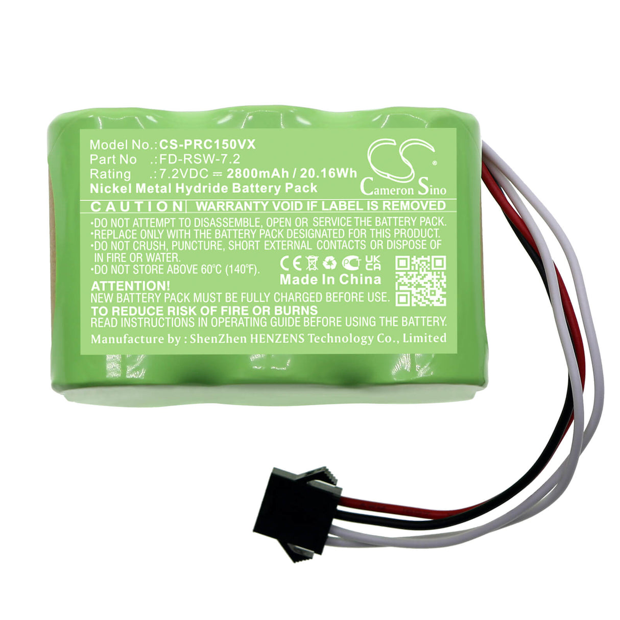 7.2V, Ni-MH, 2800mAh, Vacuum battery fits Pyle, Pucrc15, Pucrc15bat, Pucrc17 Pure, 20.16Wh Vacuum Cameron Sino Technology Limited