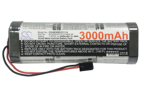 7.2V, Ni-MH, 3000mAh, Cars battery fits Rc, Cs-ns300d37c114, Cs-ns300d37c114, 21.6Wh Cars Cameron Sino Technology Limited