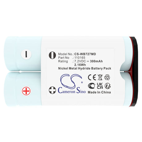 7.2V, Ni-MH, 300mAh, Medical battery fits Welch-allyn, Microtymp 1, Mt1, 2.16Wh Medical Cameron Sino Technology Limited (Medical)