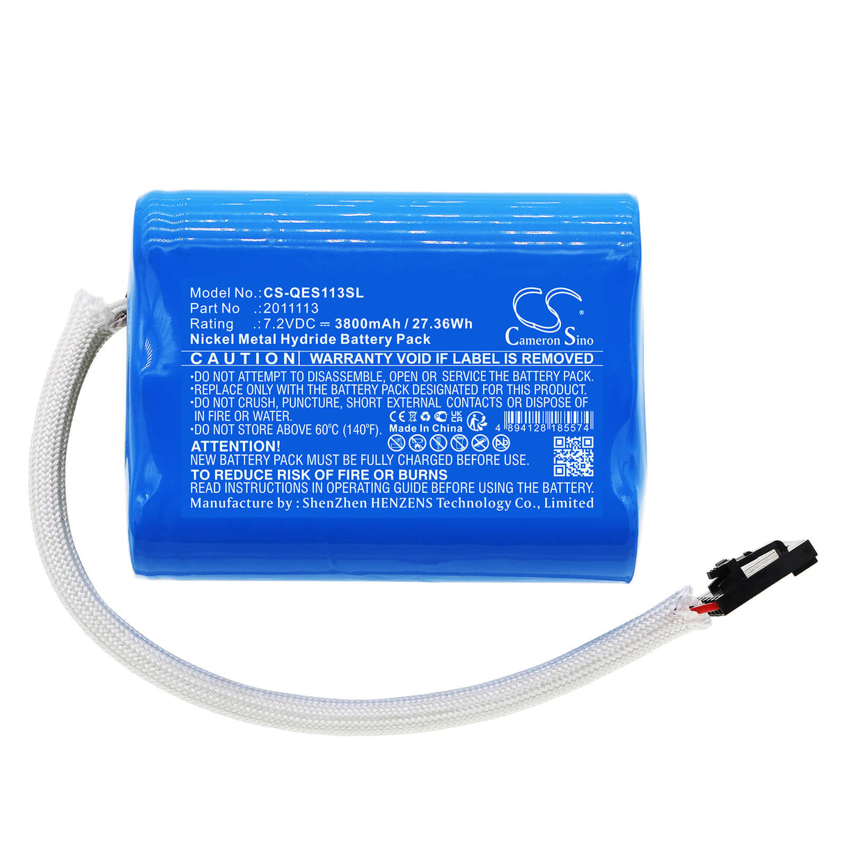 7.2V, Ni-MH, 3800mAh, Equipment battery fits Qed, 2011113, Environmental Systems, 27.36Wh Equipment, Survey, Test Cameron Sino Technology Limited