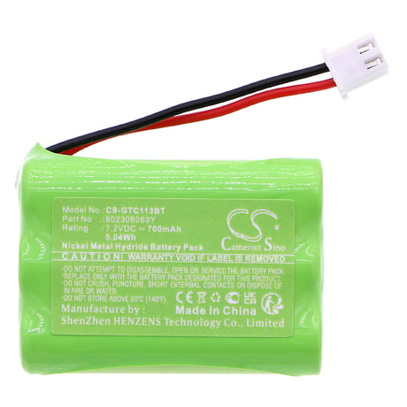 7.2v, Ni-mh, 700mah, Alarm Battery Fits Guardsman, Ctc-1132, Ctc-1142, 5.04wh Alarm System Cameron Sino Technology Limited   