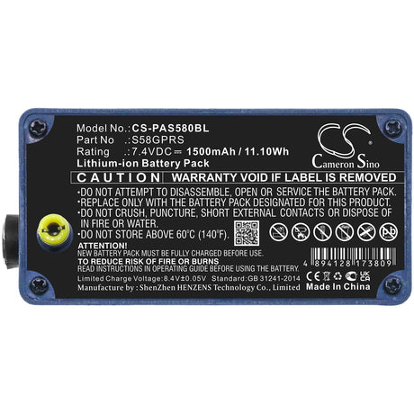 7.4V, Li-ion, 1500mAh, Payment Terminal battery fits Pax, S58gprs, S58, 11.10Wh Payment Terminal Cameron Sino Technology Limited