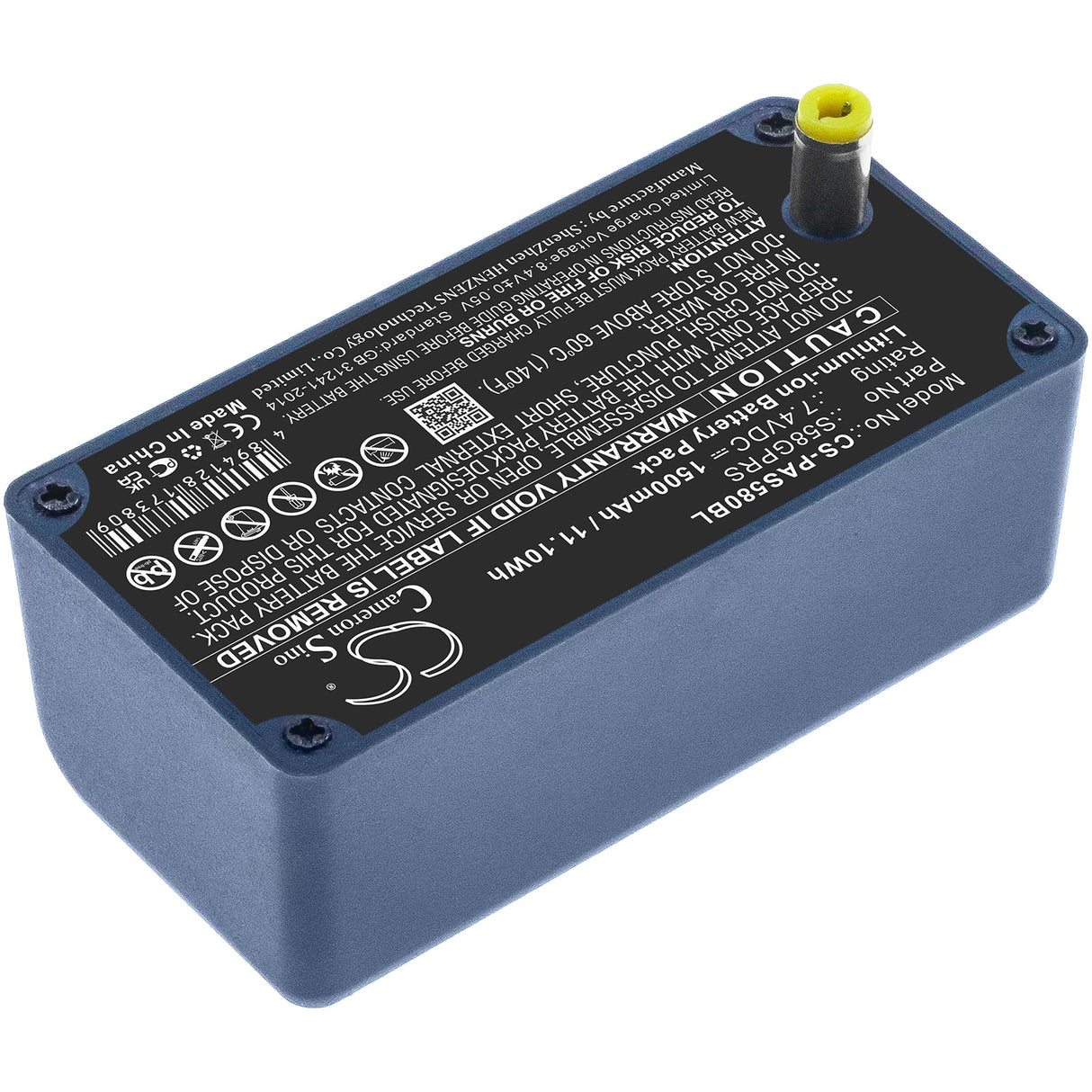 7.4V, Li-ion, 1500mAh, Payment Terminal battery fits Pax, S58gprs, S58, 11.10Wh Payment Terminal Cameron Sino Technology Limited