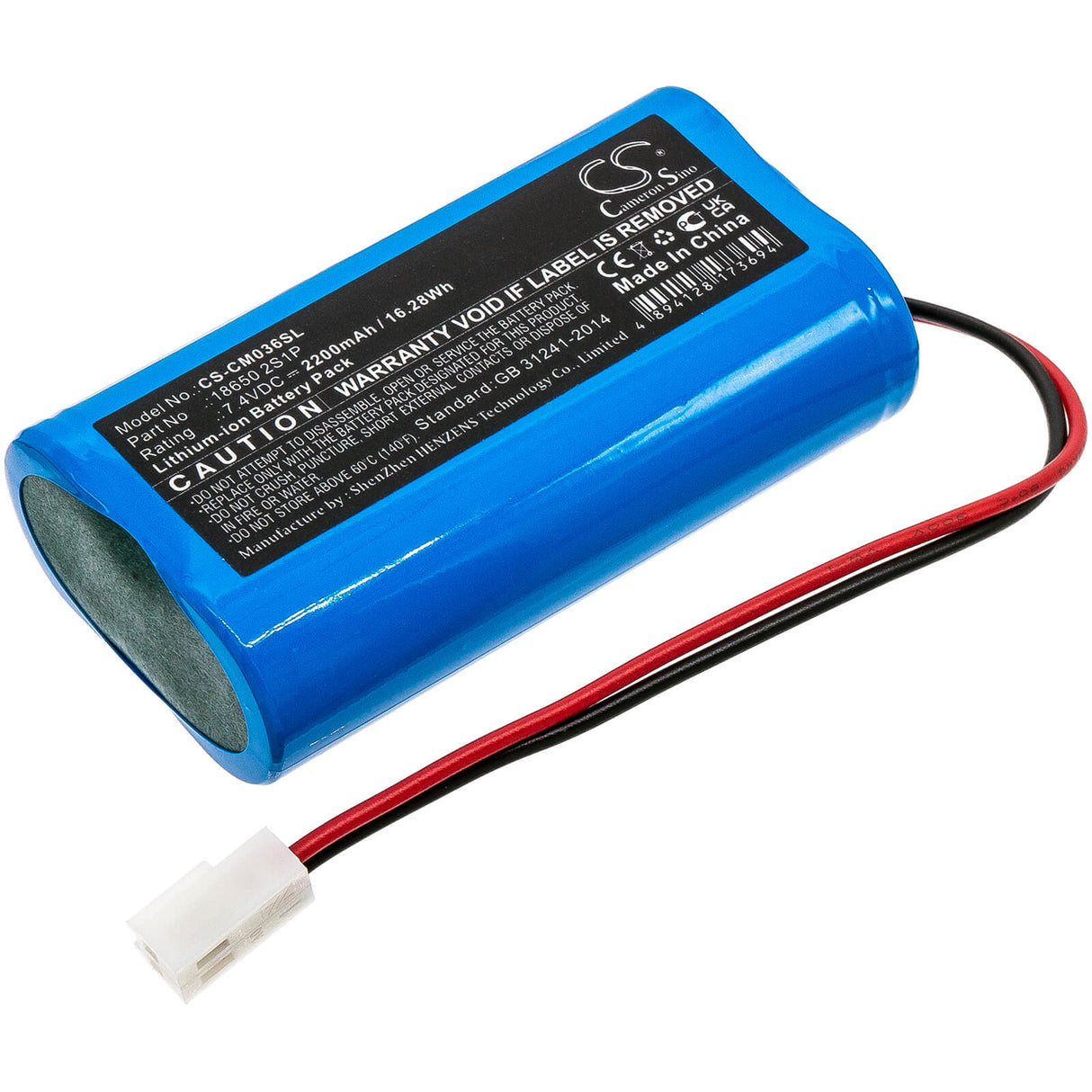 7.4V, Li-ion, 2200mAh, Battery Pack battery fits Neptolux, Neptolux, Custom Battery Packs, Custom Battery Packs, 175-1196c, 16.28Wh Battery Pack Cameron Sino Technology Limited