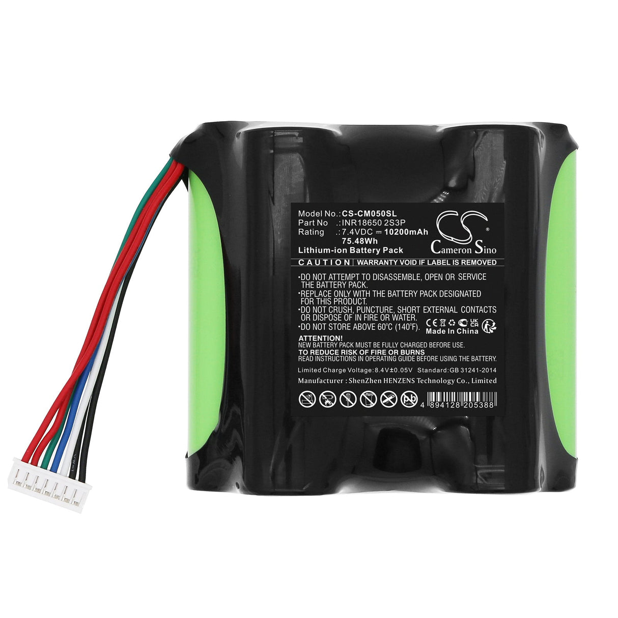 7.4v, Li-ion, 10200mah, custom battery pack Fits Inr18650 2s3p, 75.48wh Battery Pack Cameron Sino Technology Limited   