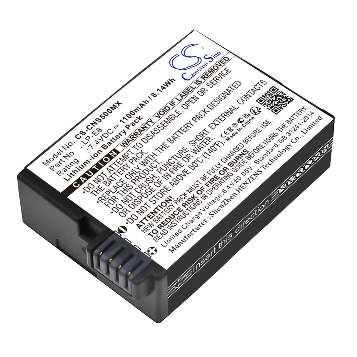 7.4V, Li-ion, 1100mAh, Camera battery fits Canon, Lc-e8, Ef-s, Eos 550d, 8.14Wh Camera Cameron Sino Technology Limited (Camera)